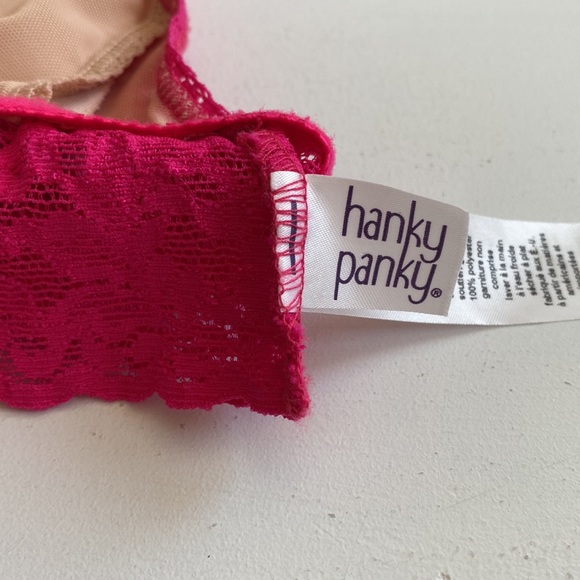 Hanky Panky Signature Lace Padded Triangle Bralette - Hot pink, Size: la… - Picture 3 of 6